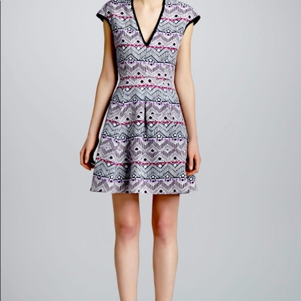 Nanette Lenore Sleeveless Fit & Flare Dress Size 2 Silk Linen V-Neck Dre…